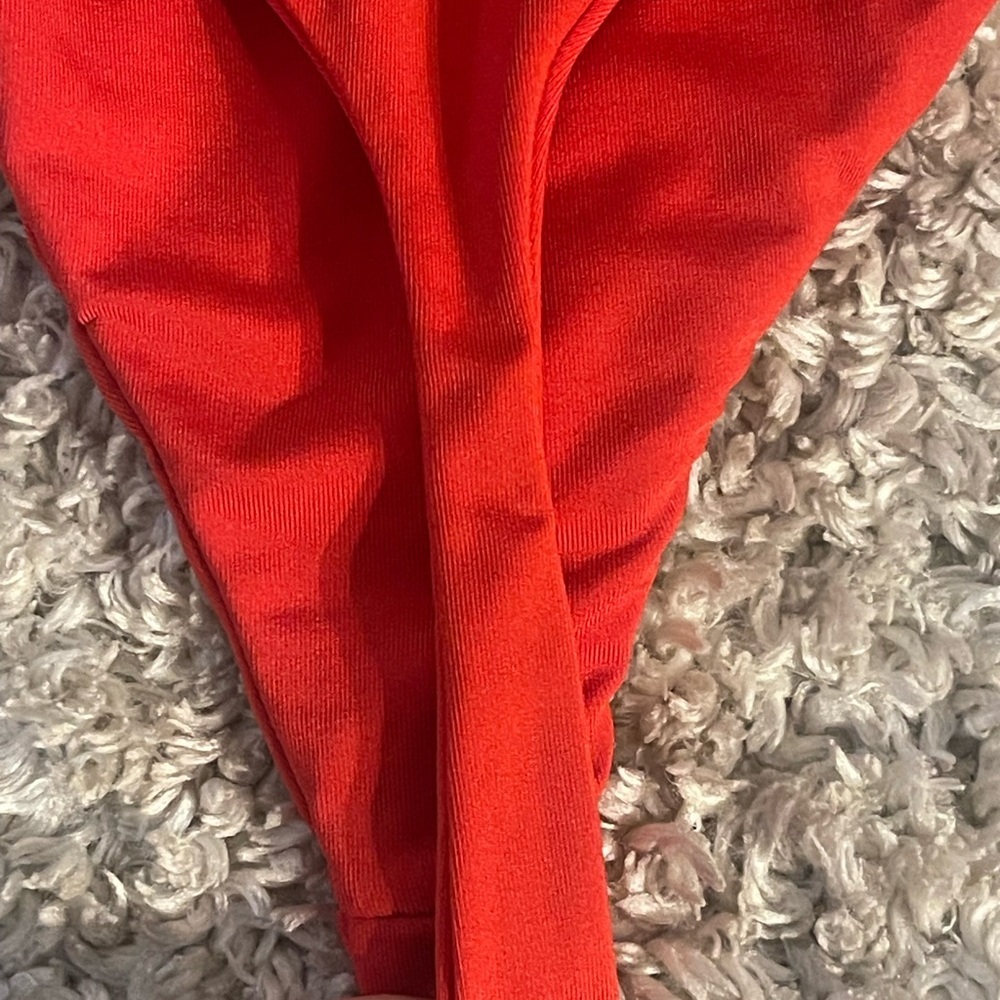 BABATON Aritzia Bodysuit XXS Red Long Sleeve Tie Front Ace Blazer Style Thong - Picture 10 of 13